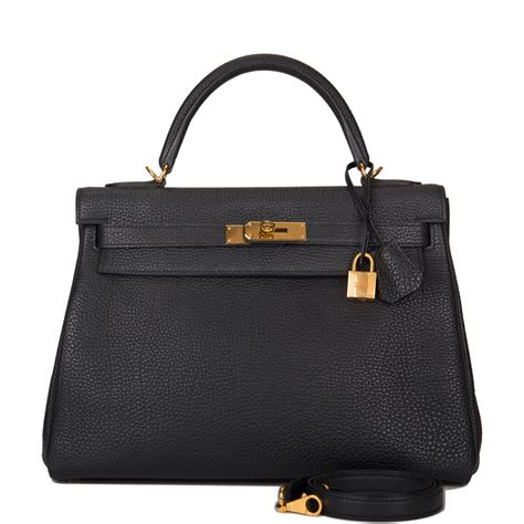 Hermès Black Clemence Kelly 35 Gold Hardware, 2004 Available 